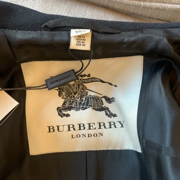 Burberry Wool and Cashmere Peacoat. NWT. Size 10. Black - Picture 7 of 10